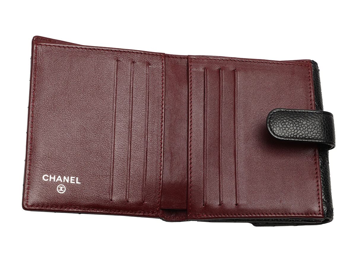 Chanel Black Quilted Caviar Flap Wallet