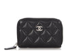 Chanel Black Quilted Caviar Compact Zip Card Case