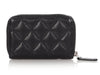 Chanel Black Quilted Caviar Compact Zip Card Case