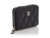 Chanel Black Quilted Caviar Compact Zip Card Case