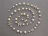 Chanel Long White Pearls with Crystal Logos Classic Necklace