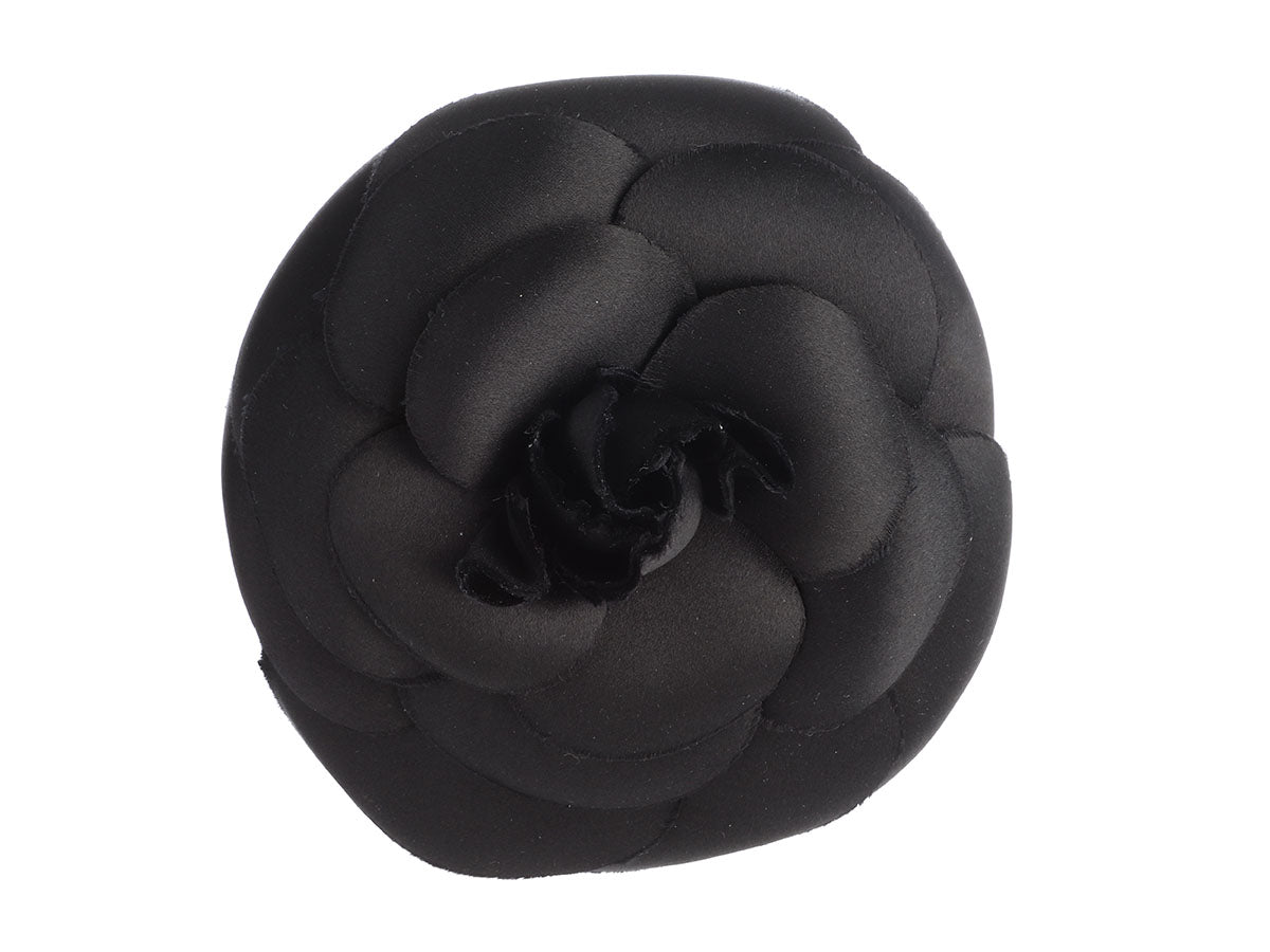 chanel black flower pin