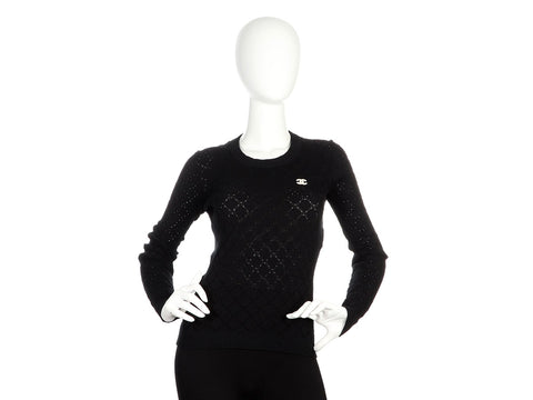 Chanel Black Cotton Knit Pullover Sweater