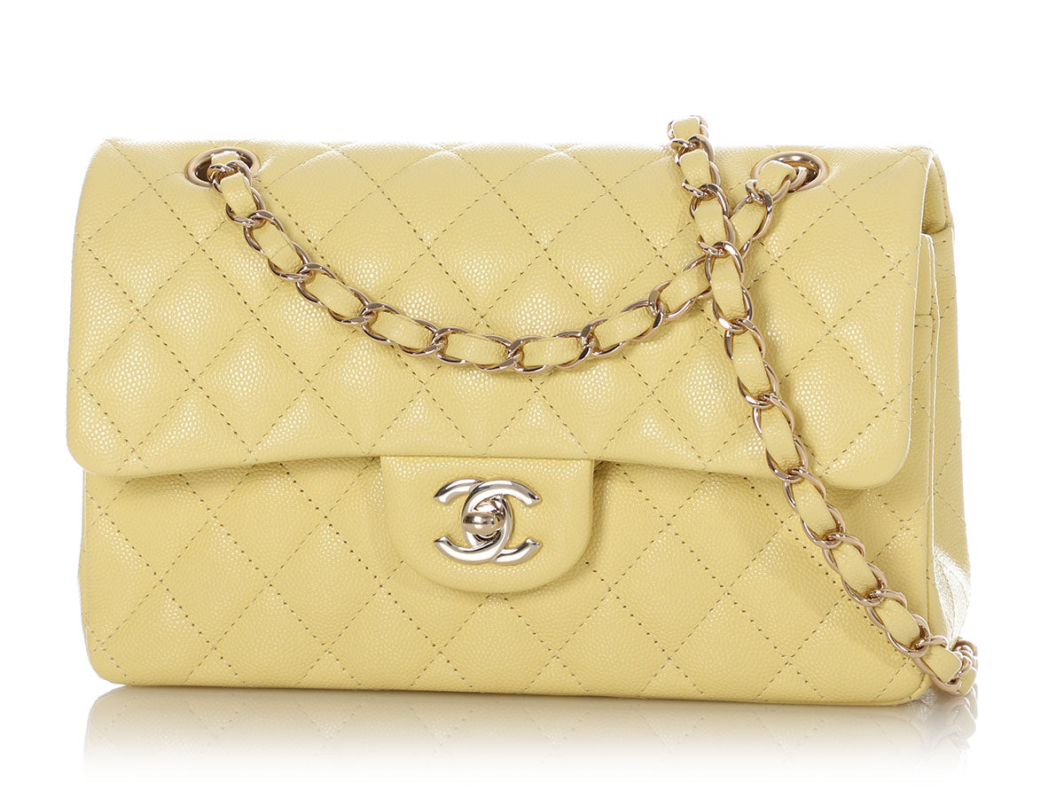 Chanel Classic Medium Double Flap, 22P Iridescent Yellow Gold Caviar  Leather, Gold Hardware, New in Box - Julia Rose Boston