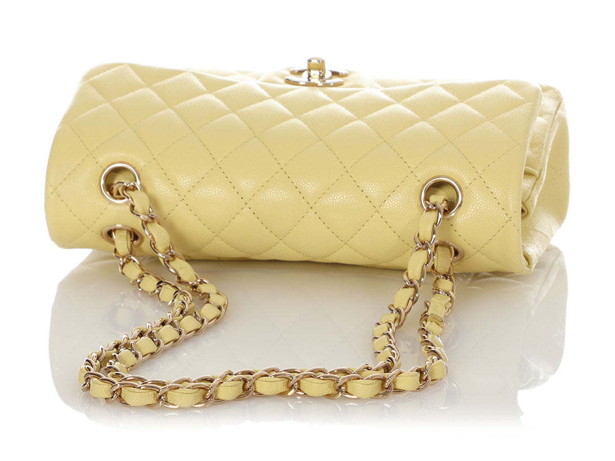 Chanel Classic Double Flap Bag Quilted Lambskin Small Yellow 54710138