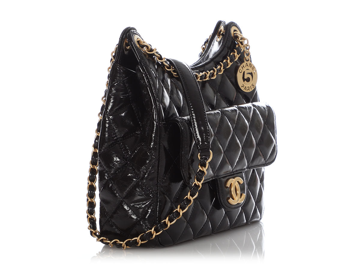 Chanel Black Quilted Soft Patent Shoulder Bag by Ann's Fabulous Finds