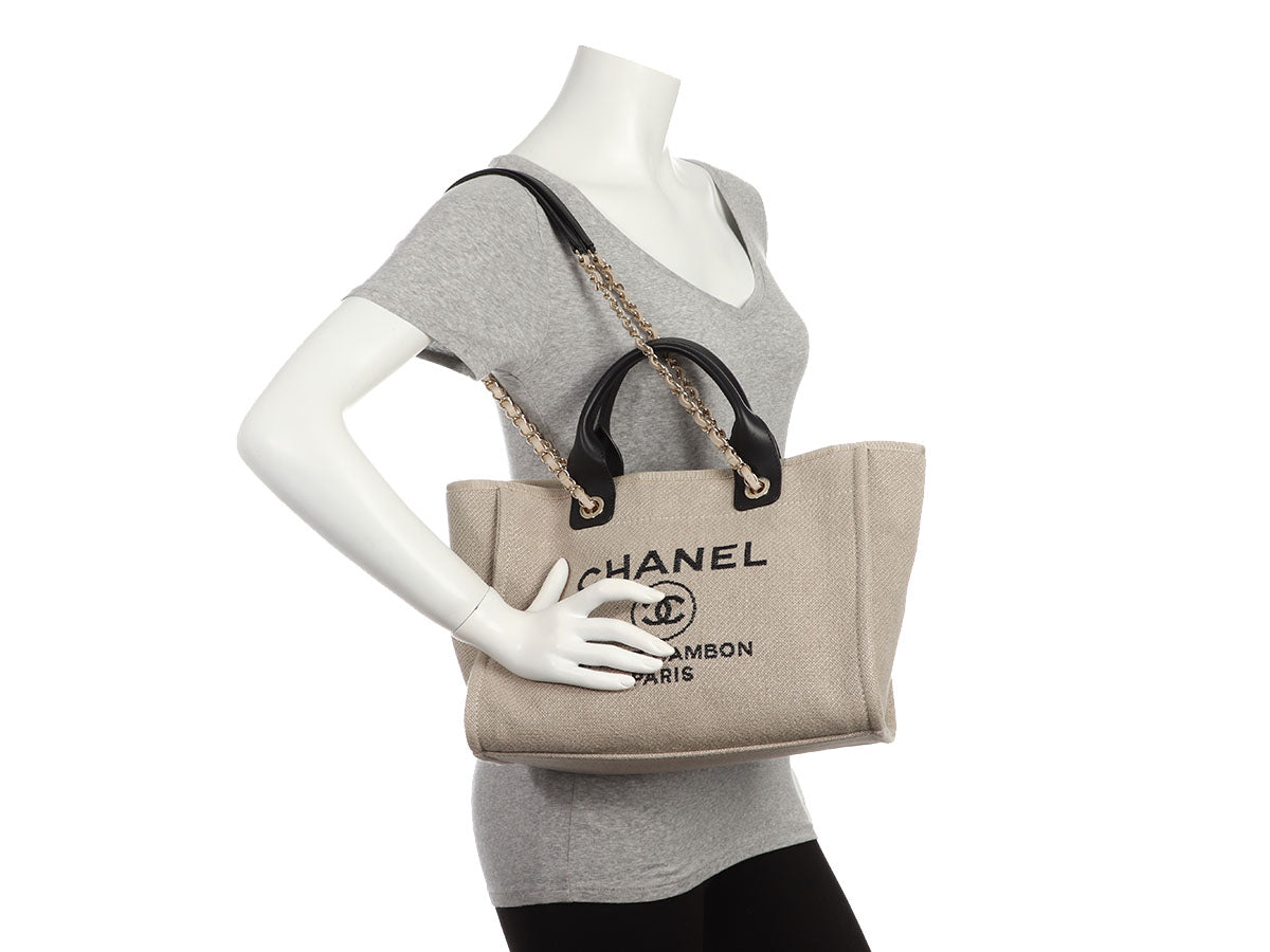 CHANEL Mixed Fibers Small Deauville Tote Grey 1264048