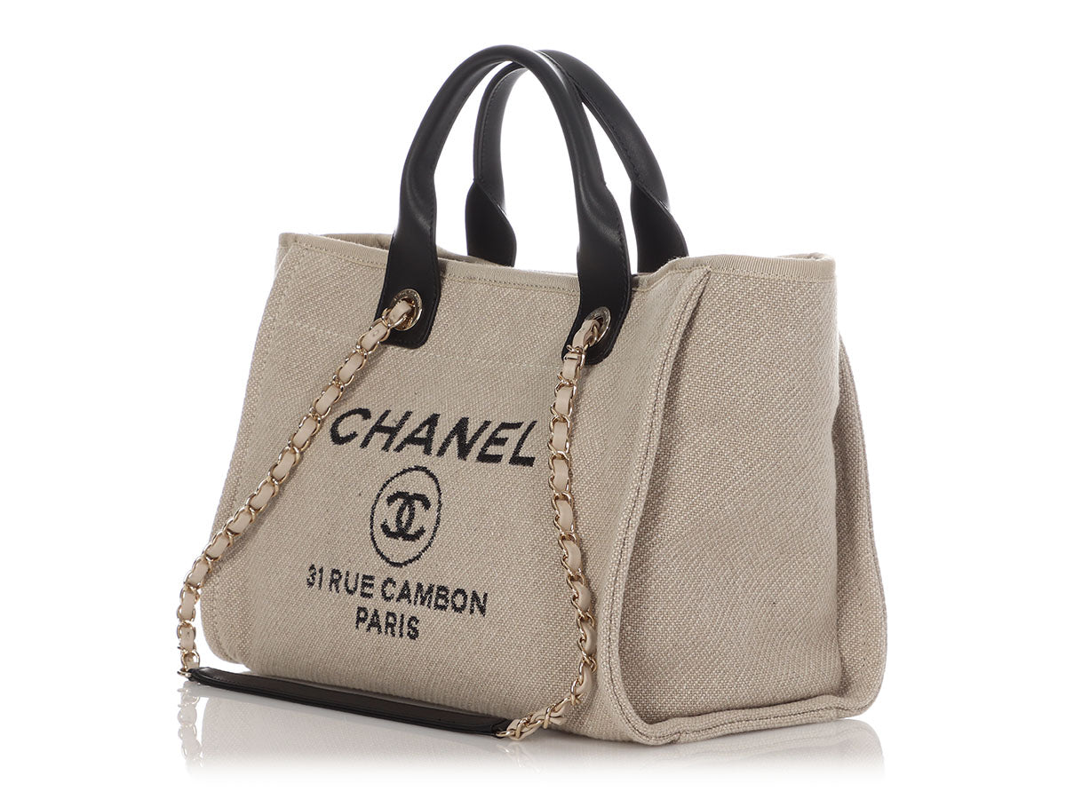 Chanel Deauville Mixed Fibers White Small Tote Bag