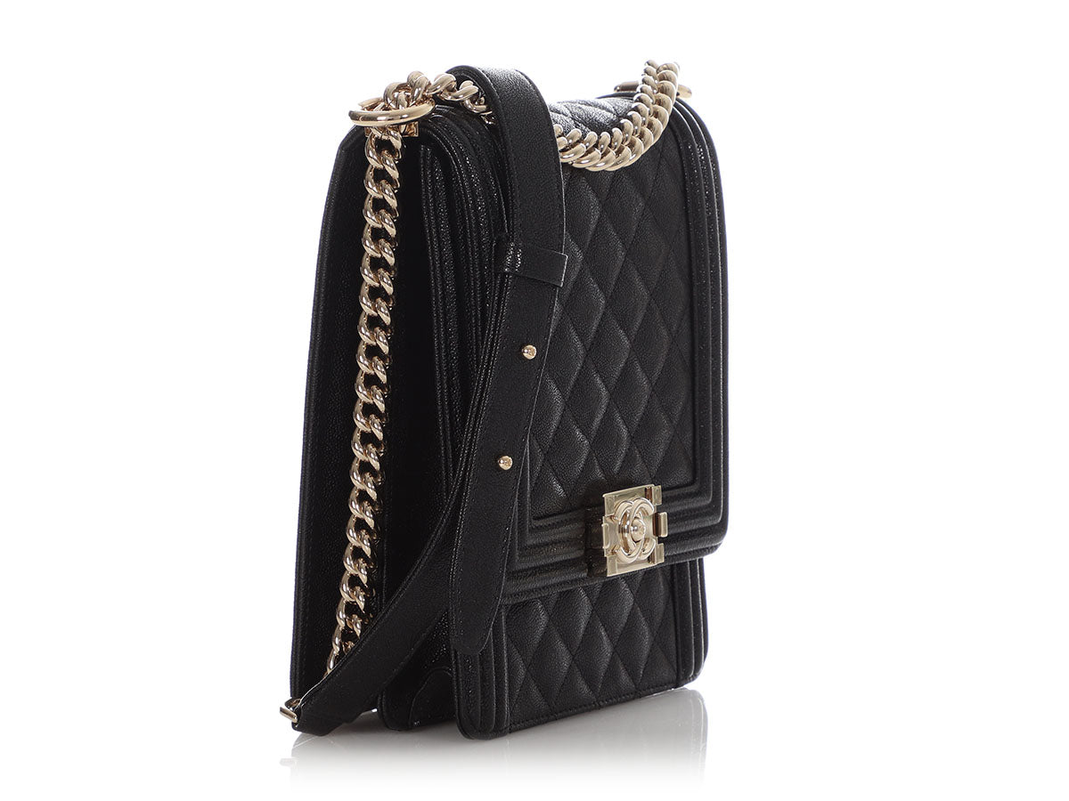 Chanel Black Quilted Caviar North-South Boy Bag by Ann's Fabulous Finds