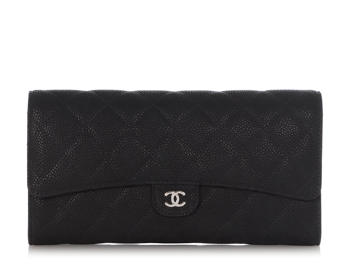 Chanel Vintage Black Quilted Caviar Leather Single Flap Bag