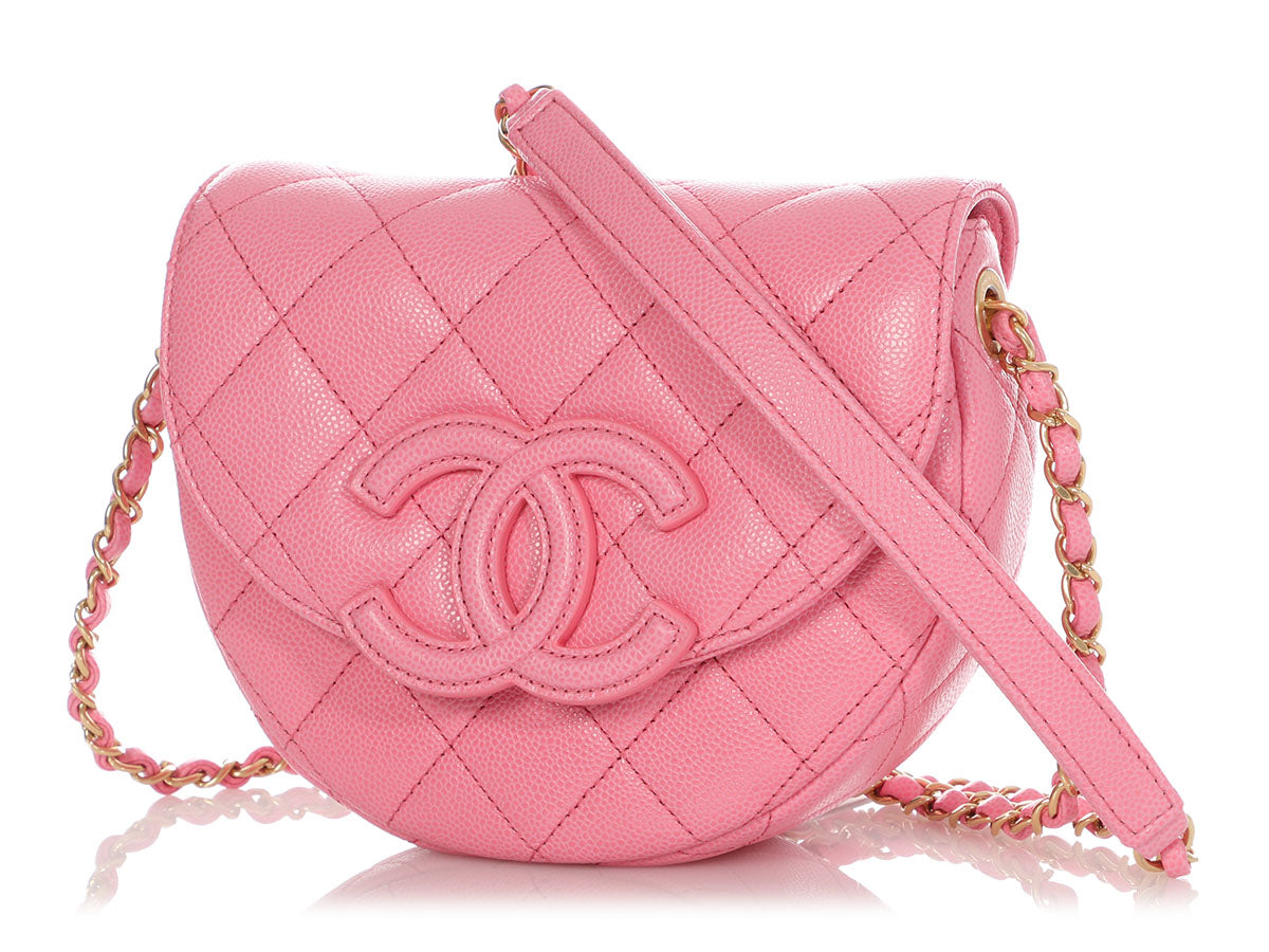 Chanel Iridescent Pink Quilted Caviar Leather Classic Medium Double Flap Bag  - Yoogi's Closet