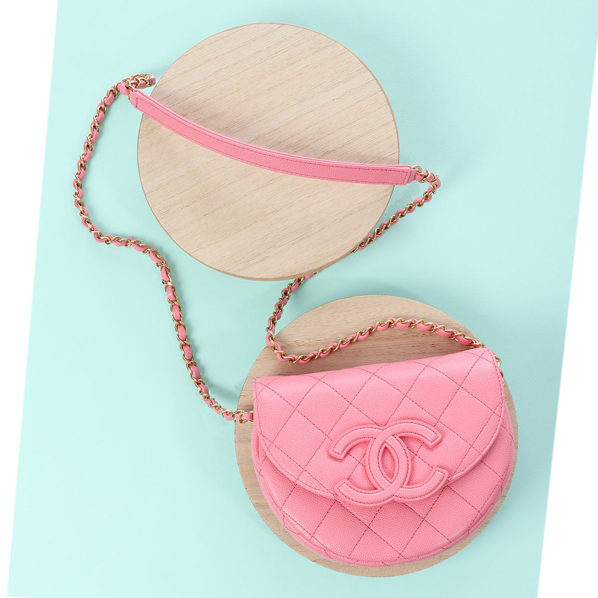 Chanel Pink Quilted Caviar Crossbody Bag