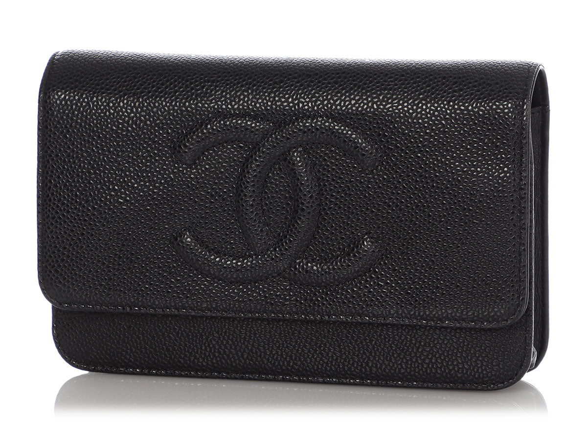 Chanel Black Quilted Caviar Wallet on Chain Woc by Ann's Fabulous Finds