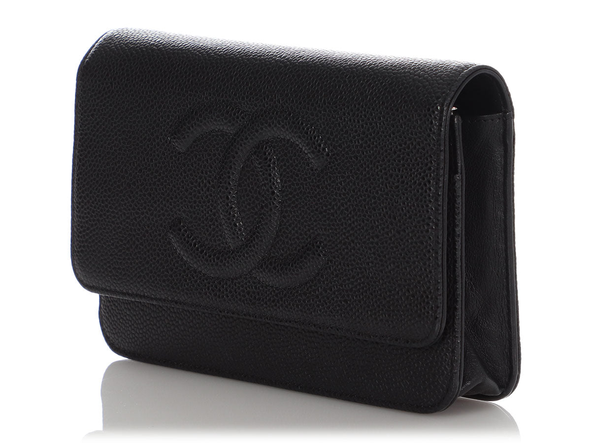 CHANEL 22P Black Caviar Camélia Wallet on Chain WOC LGHW *New - Timeless  Luxuries