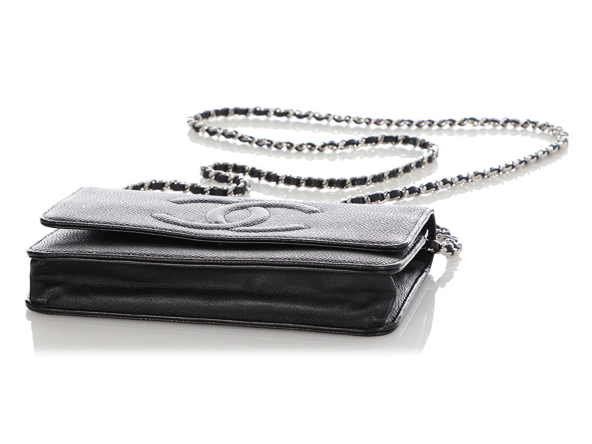 CHANEL Caviar Timeless Wallet on Chain Bag - Black/Silver