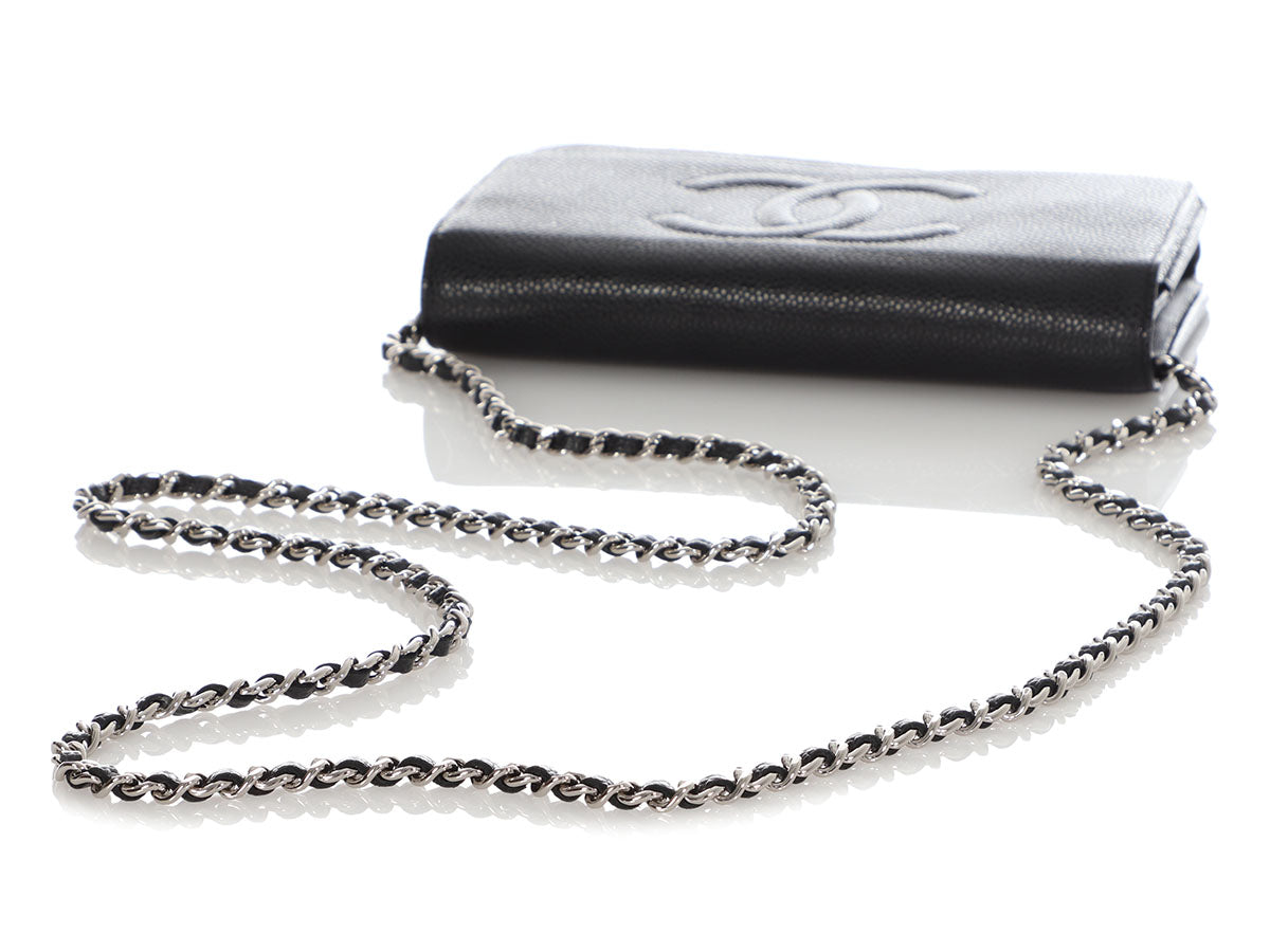 CHANEL, Bags, Chanel Caviar Timeless Cc Pochette In Silver Metallic