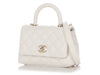 Chanel Extra Mini White Quilted Caviar Coco Handle TPM