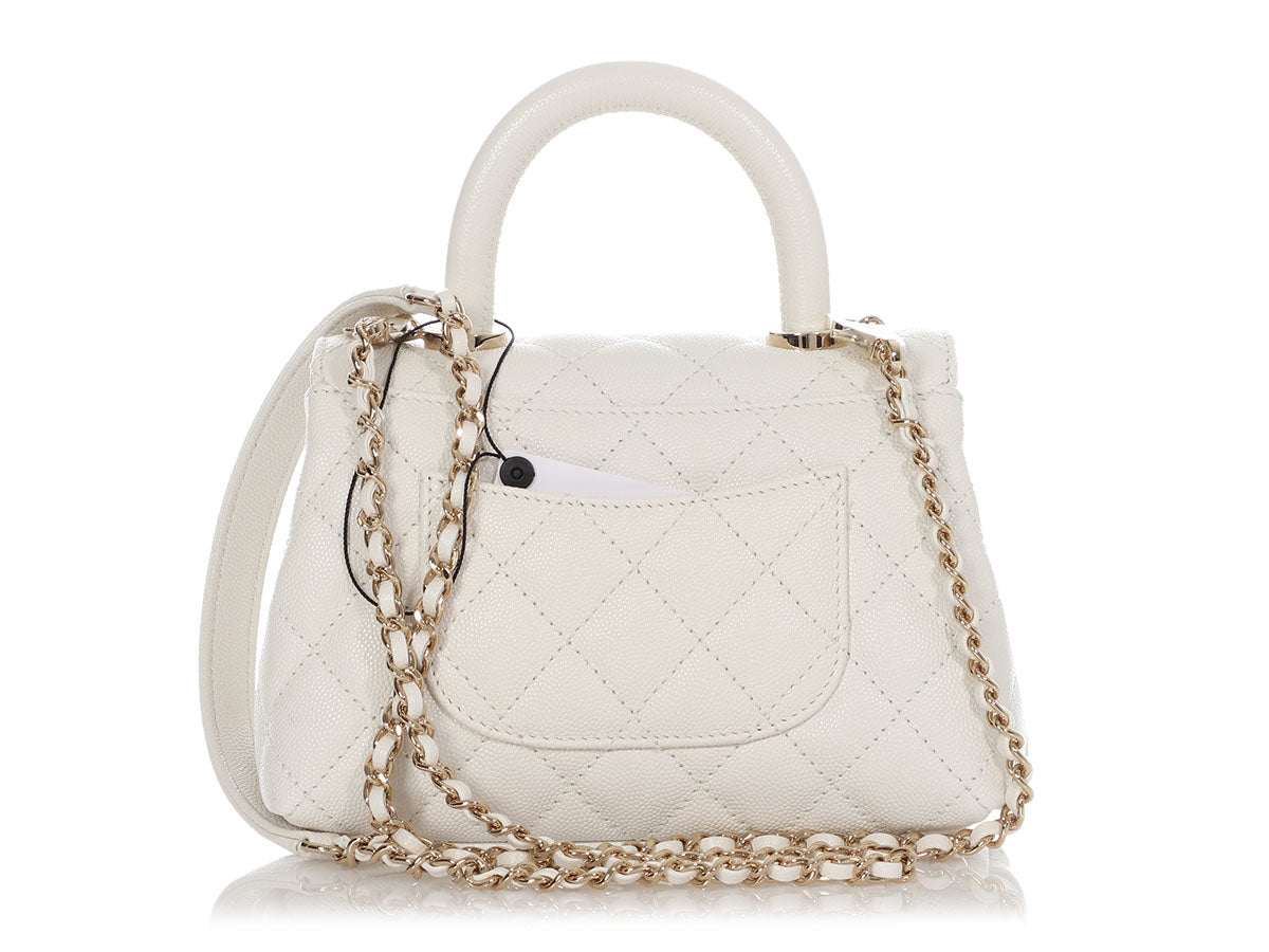 CHANEL mini flap bag with top handle White