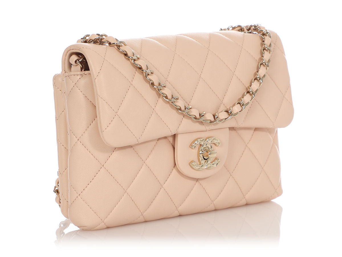 CHANEL Lambskin Quilted CC Pearl Crush Mini Rectangular Flap Light Pink  937161