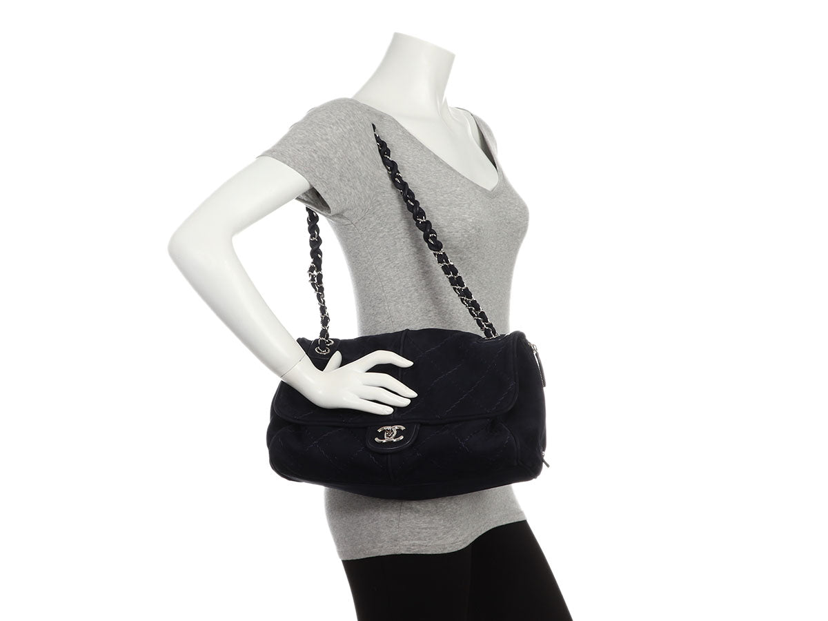 Chanel Dark Navy Quilted Nubuck Ultimate Stitch Side-Zip Flap by Ann's Fabulous Finds