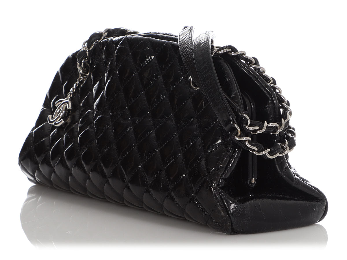 Chanel Black Quilted Lambskin CC Chain Zip Bowling Bag