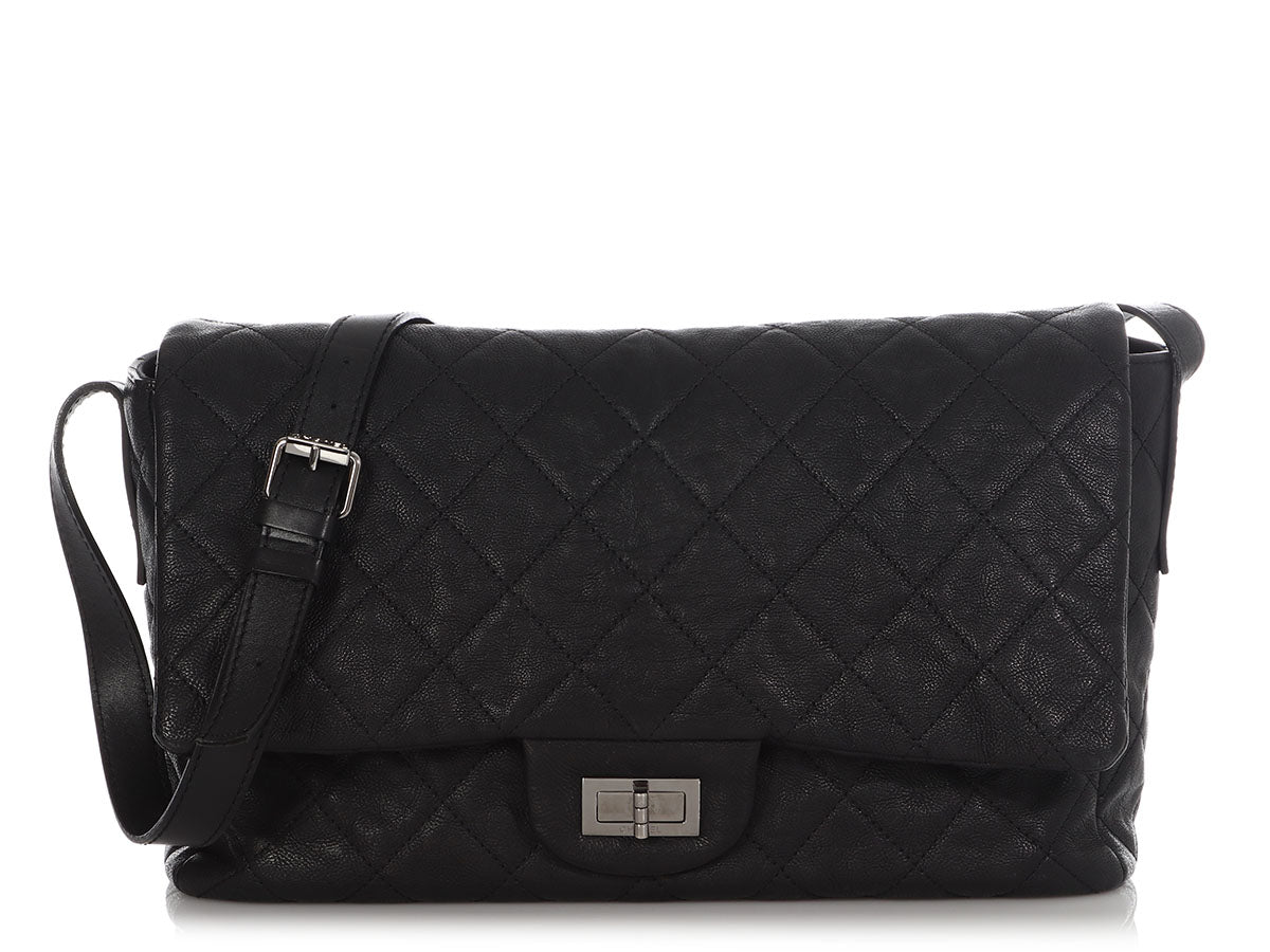 Chanel Maxi Black Aged Quilted Calfskin Reissue Messenger Bag