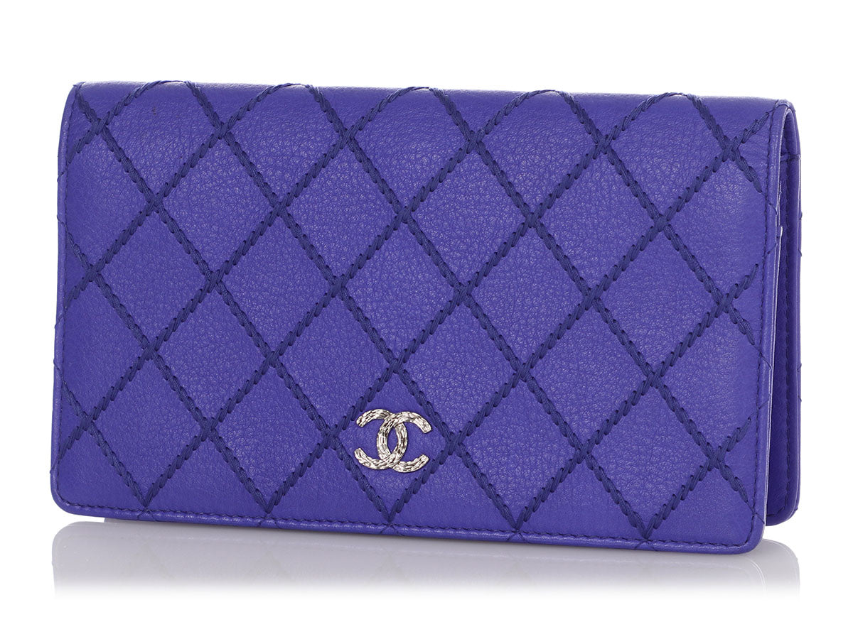 CHANEL Caviar Quilted CC Zip Card Holder Purple 574911