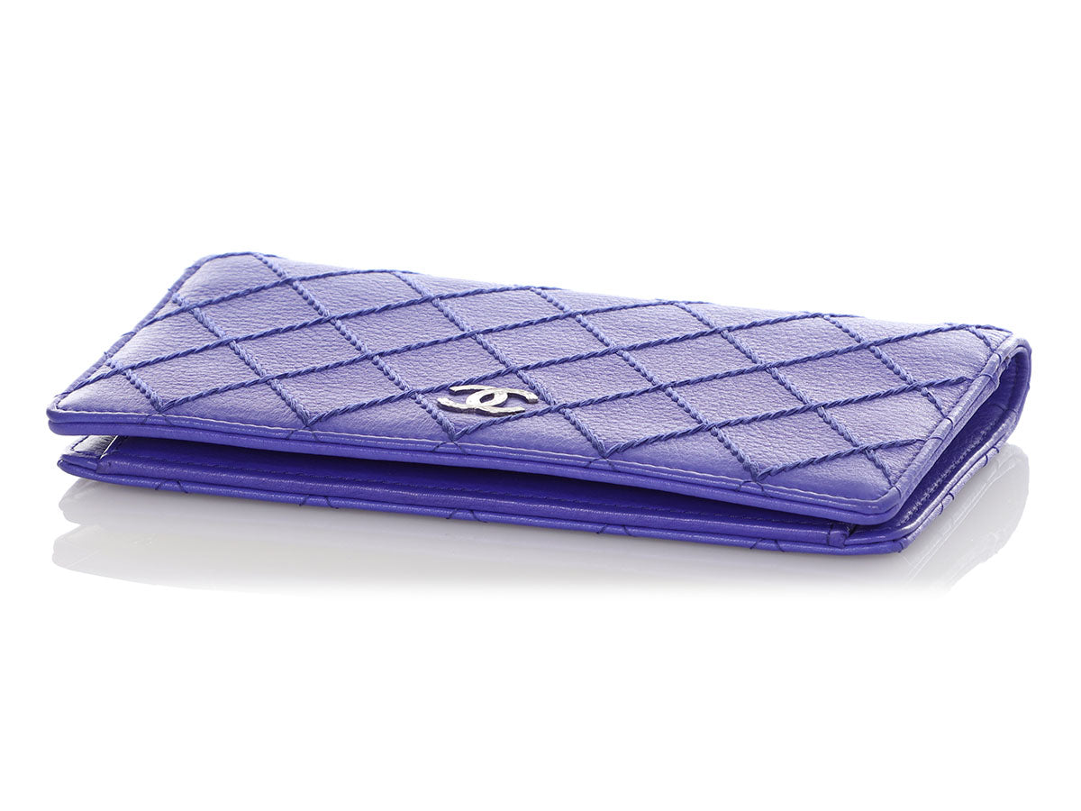 Chanel - Blue Quilted Lambskin Zip Around Wallet