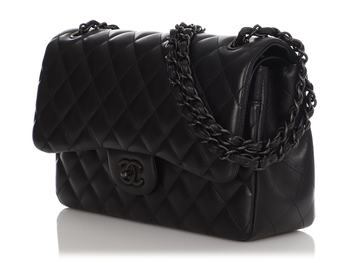 Chanel Jumbo So Black Quilted Lambskin Classic Double Flap by Ann's Fabulous Finds