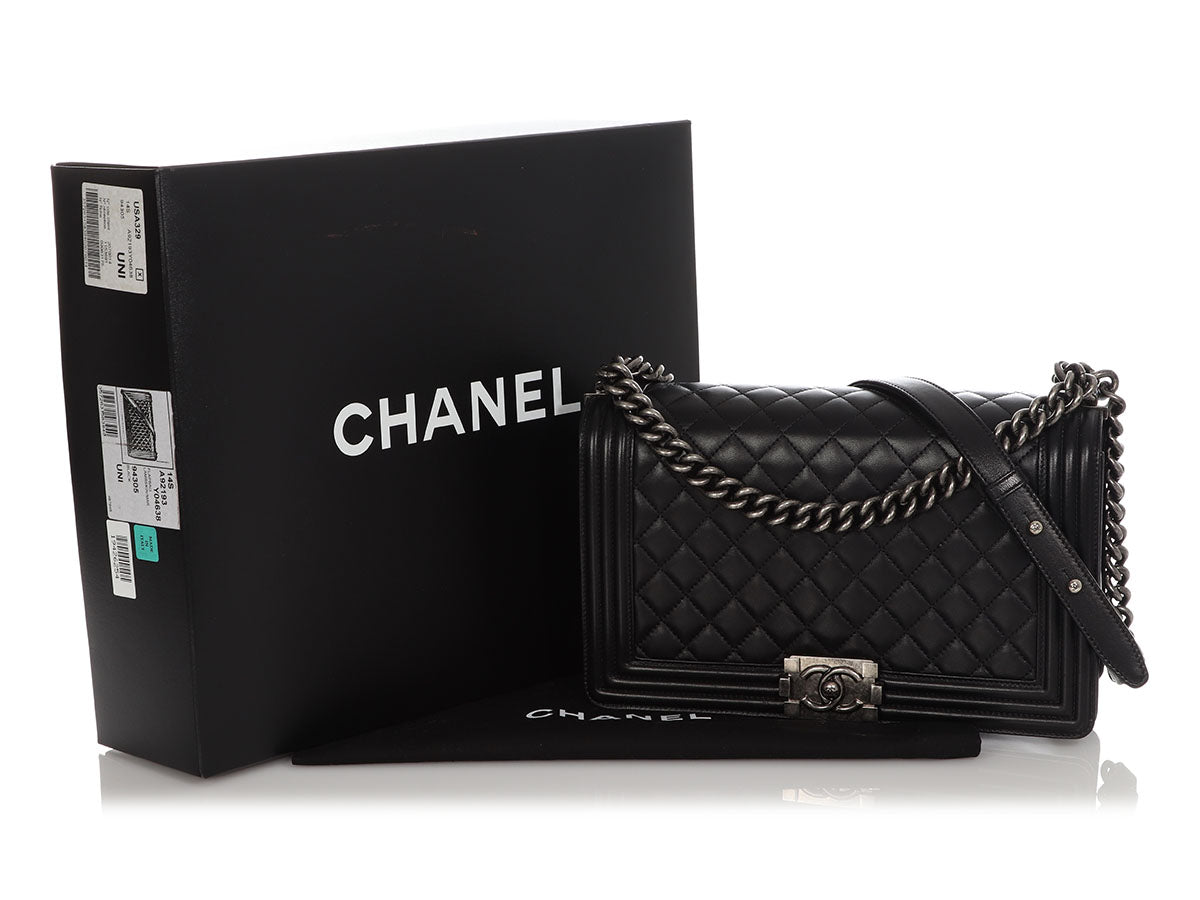 Chanel Small Le Boy 17S So Black Quilted Caviar with shiny black hardware