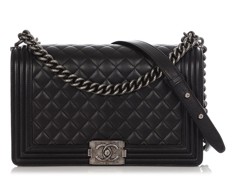Chanel New Medium Black Quilted Lambskin Boy