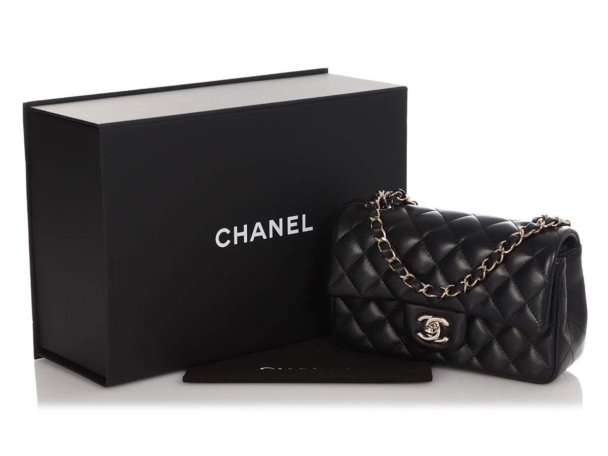 Chanel So Black Quilted Lambskin Mini Rectangular Classic Single