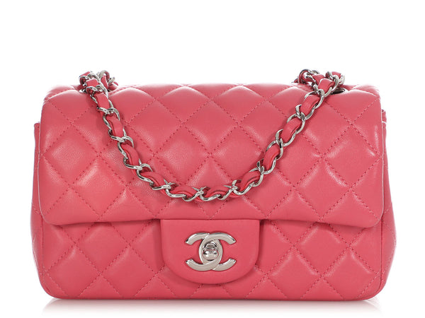 CHANEL Lambskin Quilted Extra Mini Rectangular Flap Pink 1271001