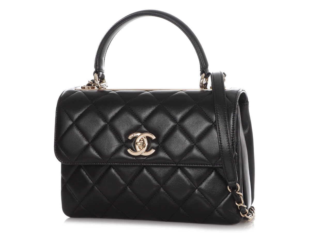 Chanel Mini Top Handle 23B Black Quilted Caviar Brushed Gold Hardware