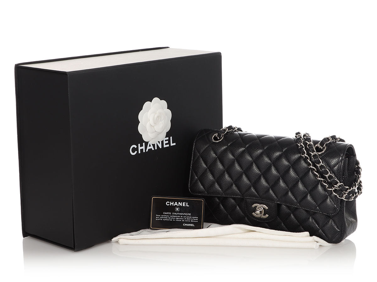 Chanel Medium/Large Black Quilted Caviar Classic Double Flap