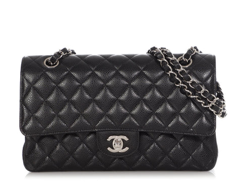 Chanel Medium/Large Black Quilted Caviar Classic Double Flap