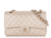 Chanel Medium/Large Pearly Beige Quilted Caviar Classic Double Flap