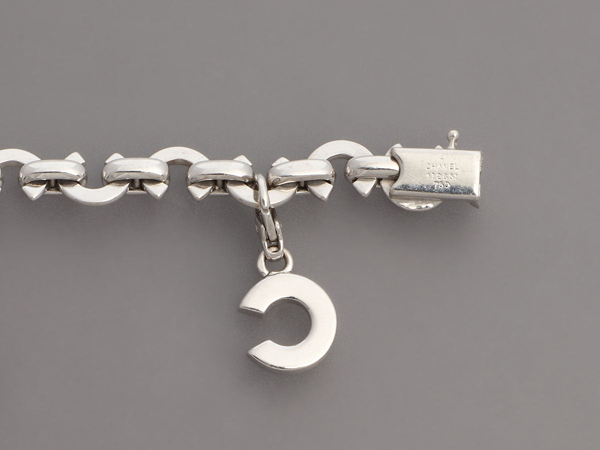 Chanel 18K White Gold Diamond Logo Charm Bracelet by Ann's Fabulous Finds