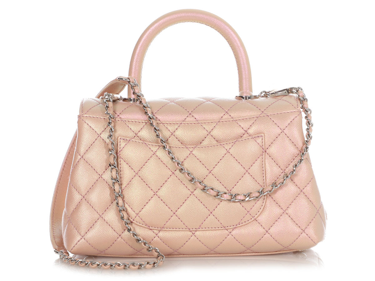 Chanel Bright Pink Iridescent Quilted Caviar Mini Coco Handle by Ann's Fabulous Finds