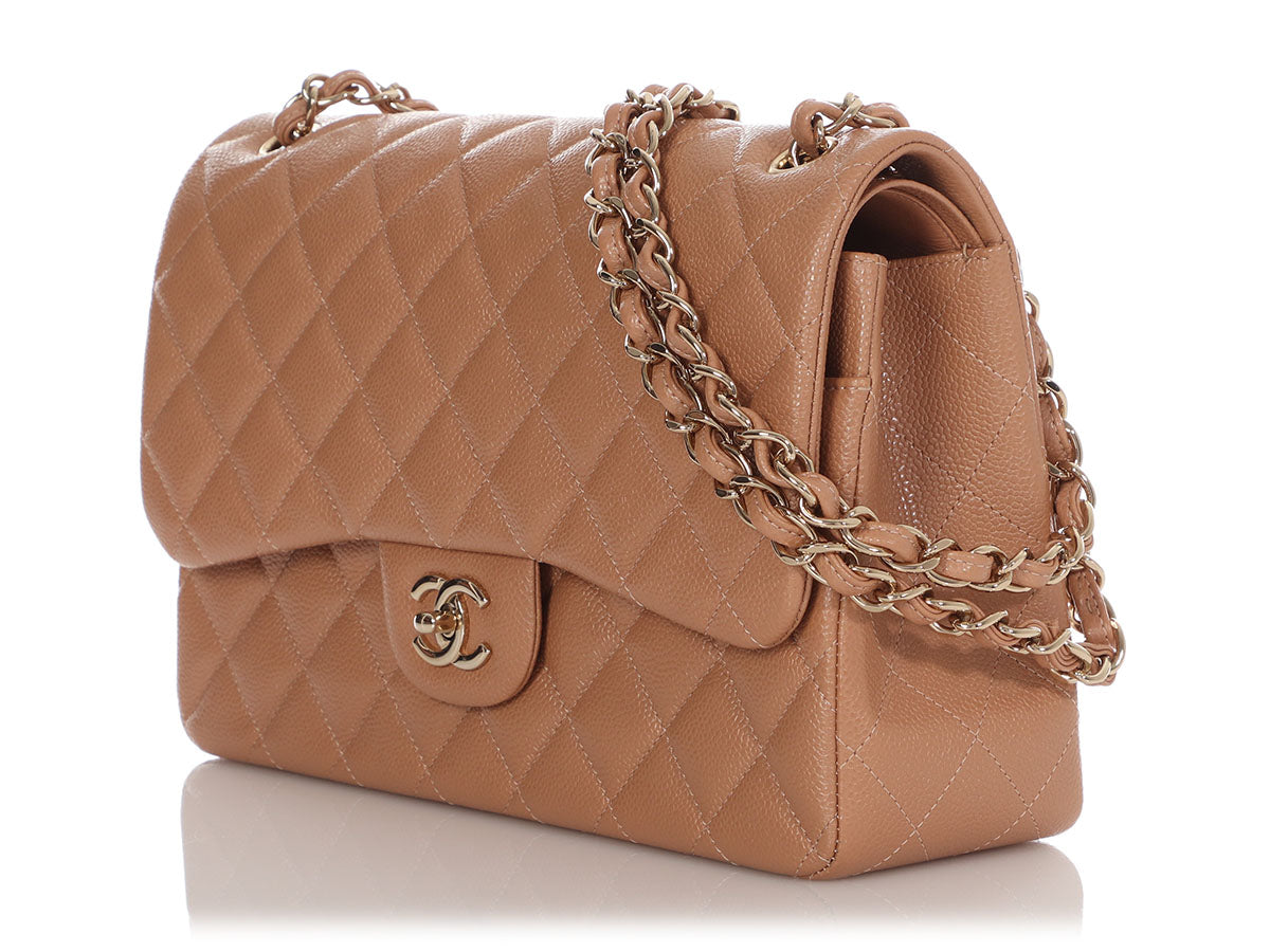 Chanel Brown 2.55 Reissue Quilted Caviar Leather 227 Single Flap Jumbo Flap  Bag - Yoogi's Closet