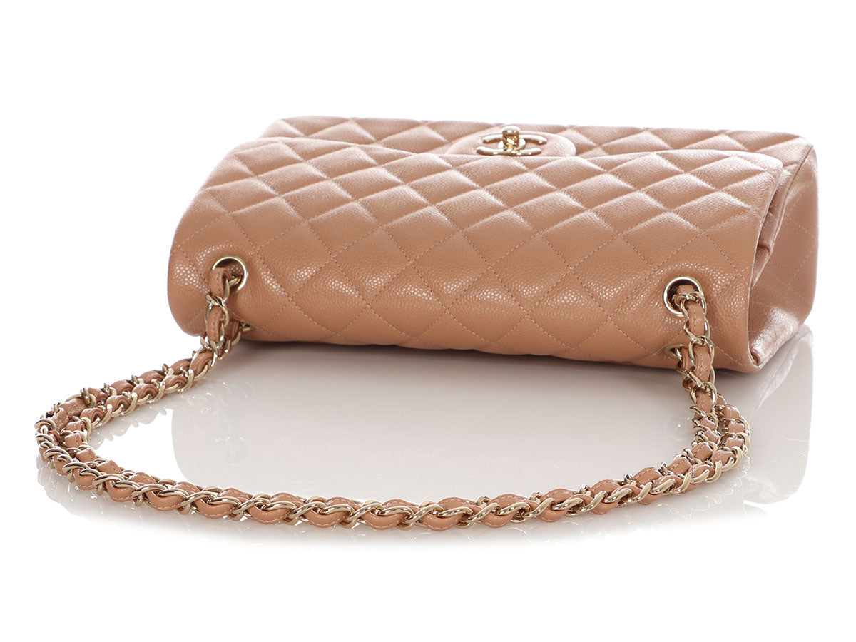 Chanel Classic Single Flap Jumbo Tan Beige Lambskin Gold