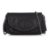 Chanel Black Part-Quilted Caviar Half-Moon Wallet on Chain WOC