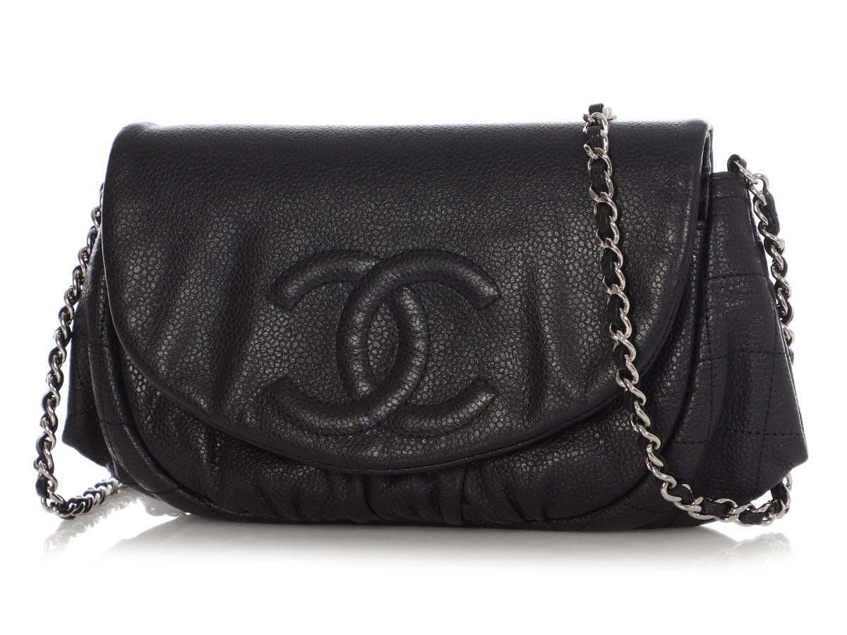 CHANEL Patent Quilted Brilliant Wallet On Chain WOC Dark Pink