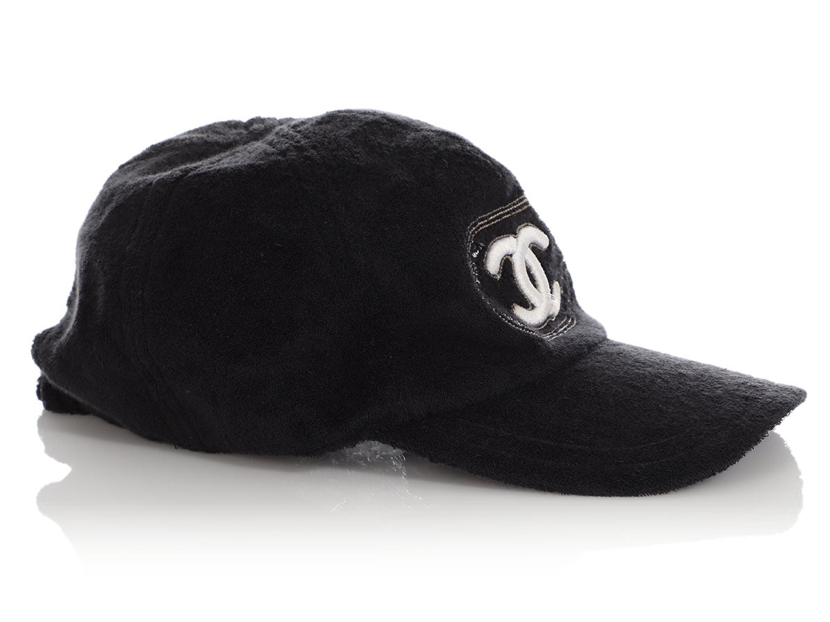 Chanel Black Terry Cloth Baseball Cap by Ann's Fabulous Finds