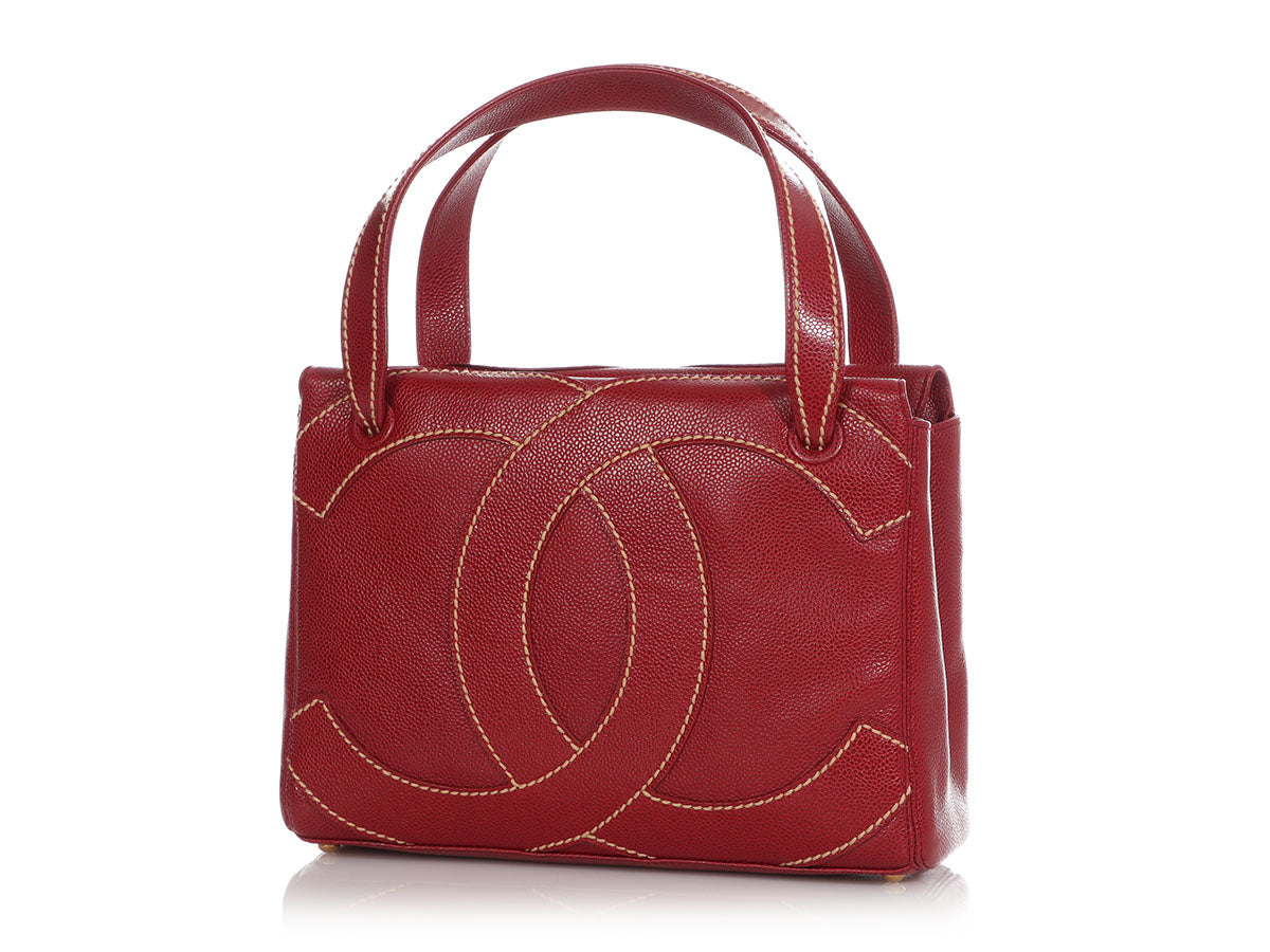 Chanel Coco Handle Large Red Caviar bag with Brushed Gold Hardware