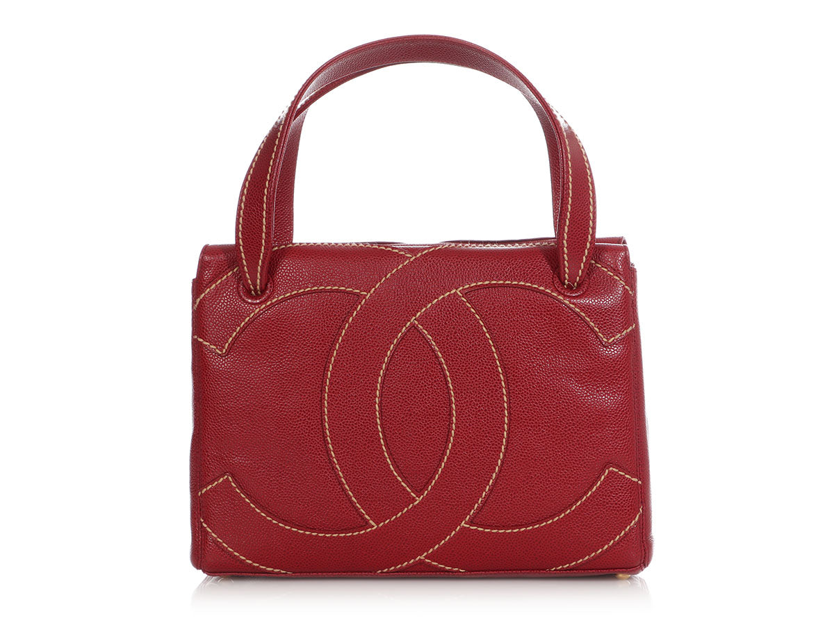 Vintage Chanel Red 2.55 Shoulder Bag With Wavy Stitches and 
