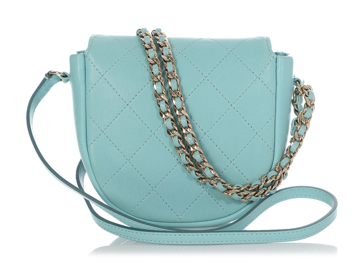 Chanel Mini Robin's Egg Blue Part-Quilted Calfskin Crossbody by Ann's Fabulous Finds