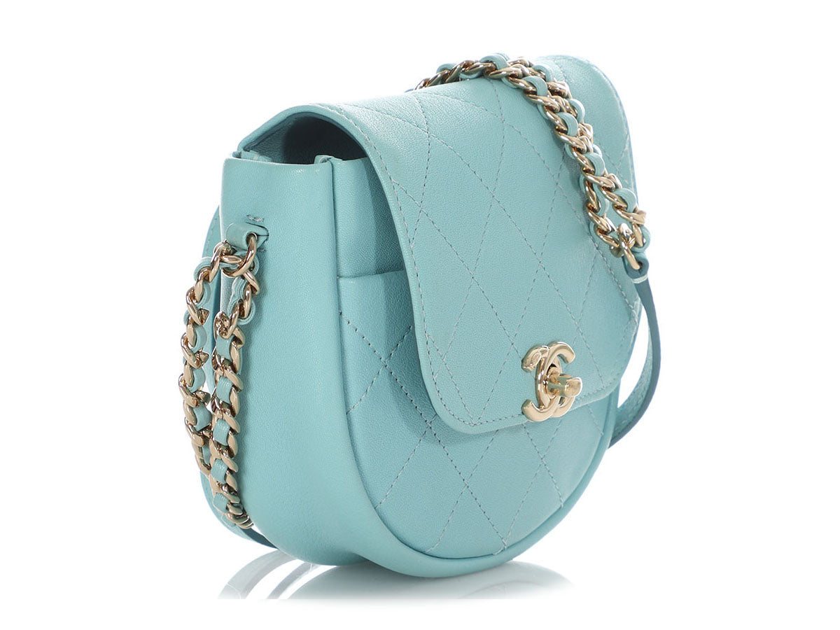 Chanel Mini Robin's Egg Blue Part-Quilted Calfskin Crossbody