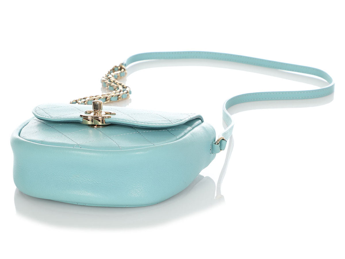 Chanel Mini Robin's Egg Blue Part-Quilted Calfskin Crossbody