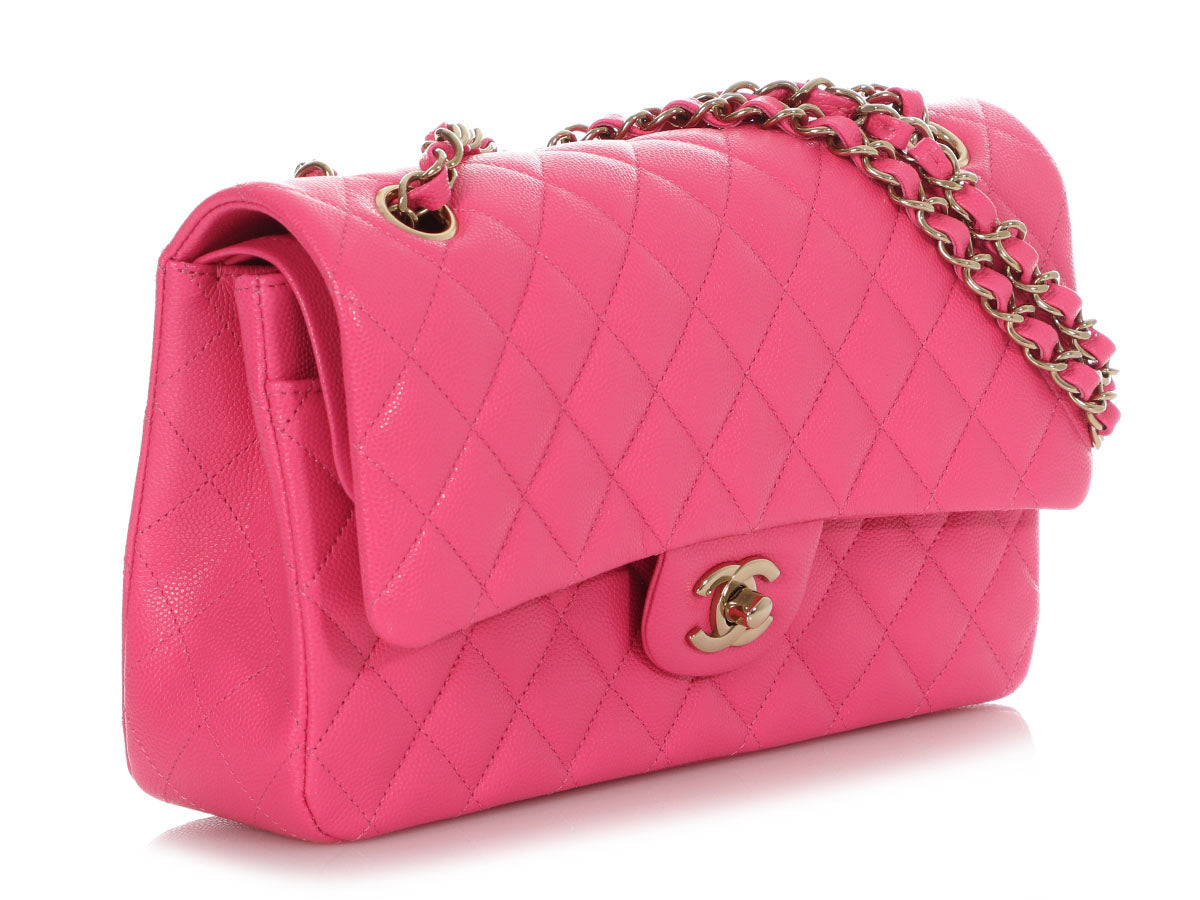 Chanel Medium/Large Barbie Pink Quilted Caviar Classic Double Flap